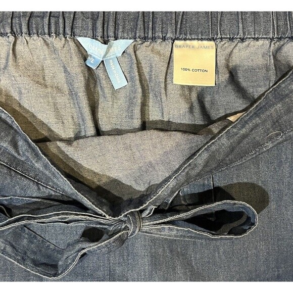 Draper James Tie Waist Mini Skirt Womens Size Large Chambray Blue 100% Cotton - Picture 5 of 7
